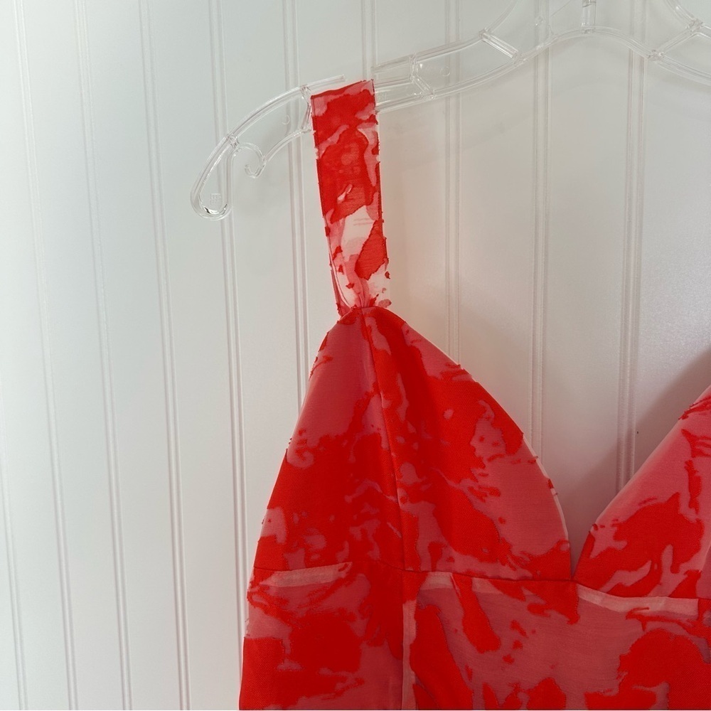 NWT Lizard Thicket Red Floral Layered Hem Mini Dress Size Medium - Picture 2 of 12